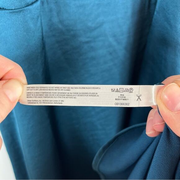 Daily Practice Anthropologie Slip Dress Satin Midi Boho Coastal Beach Teal XS - Picture 9 of 11